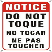 UV Protected \u0026 Waterproof Aluminum Warning Signs Notice Do Not Toque No Tocar Ne Pas Toucher Sign Red 250x180x1mm Hole: 4mm